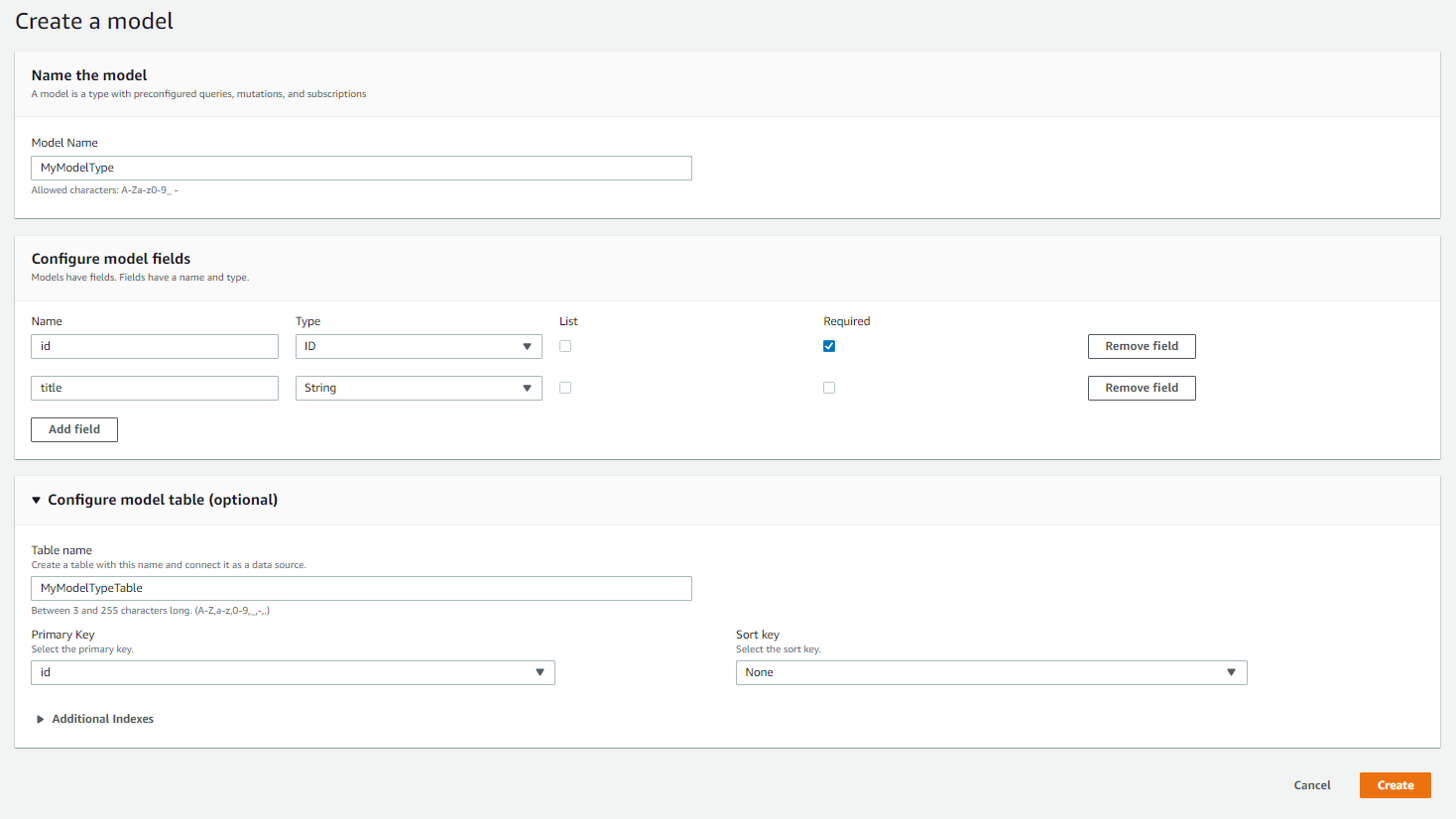 Create a AppSync model